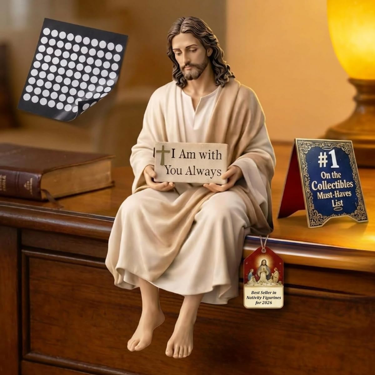 Lityso Jesus resin desk companion figure front view adds serene presence to a workspace
