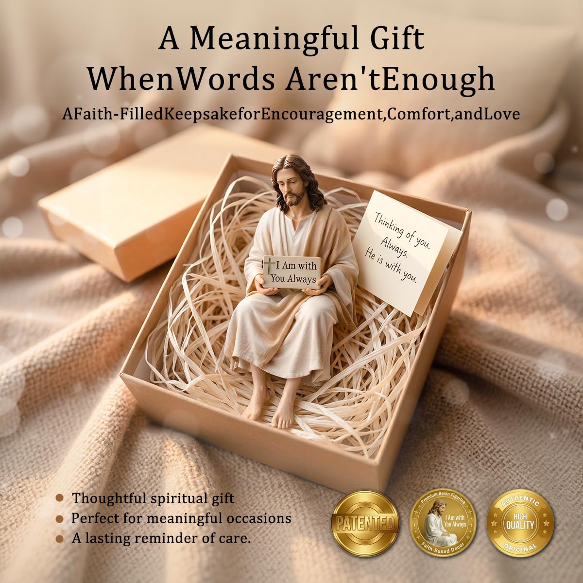 Lityso Jesus resin desk companion hand painted detail highlights soft robes