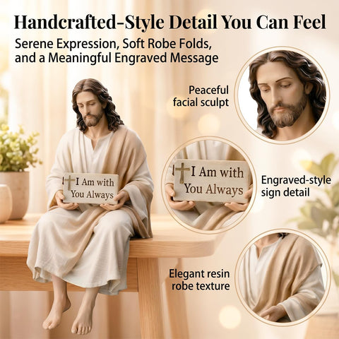 Lityso Jesus resin desk companion side view suited for desks and dashboards