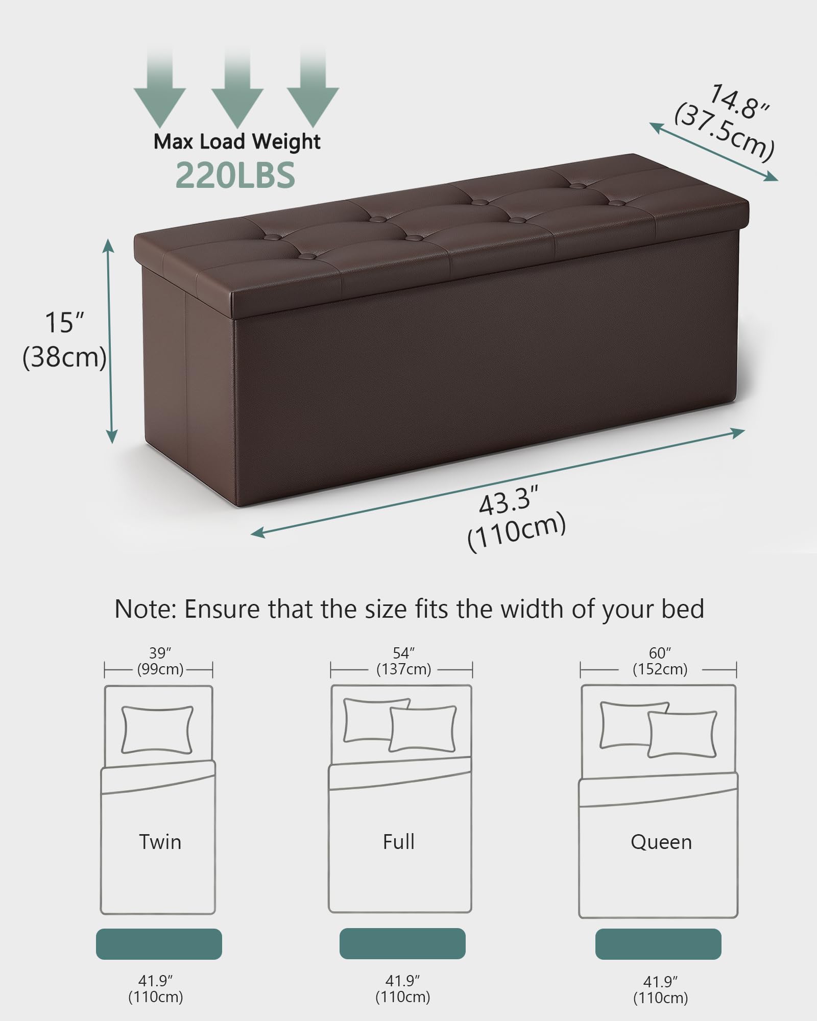 LITZFUR folding bench neatly stored under a bed for space-saving organization