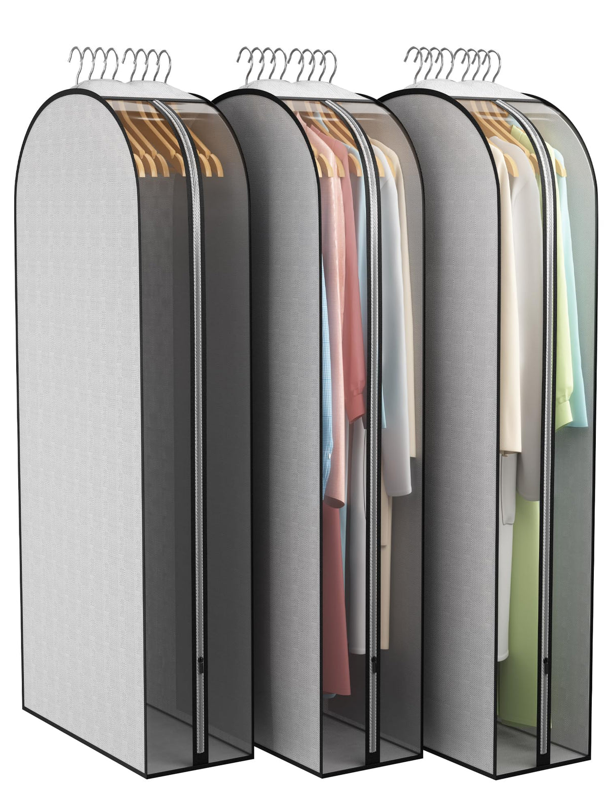 Liuoud 10-inch gusseted garment bag with side clear panel for quick viewing.