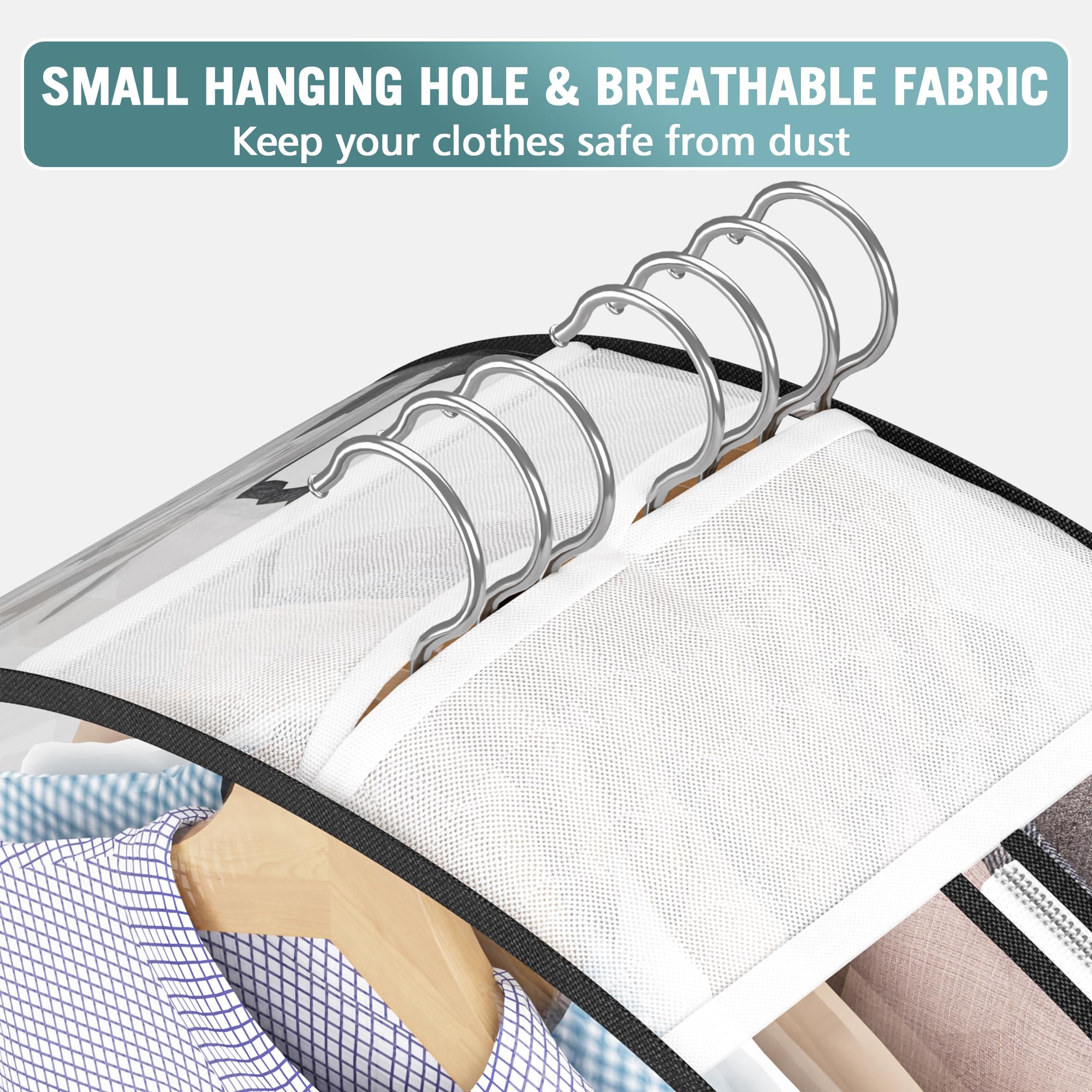 Liuoud 4-pack keeps open wardrobe organized for seasonal items and wrinkle prevention.