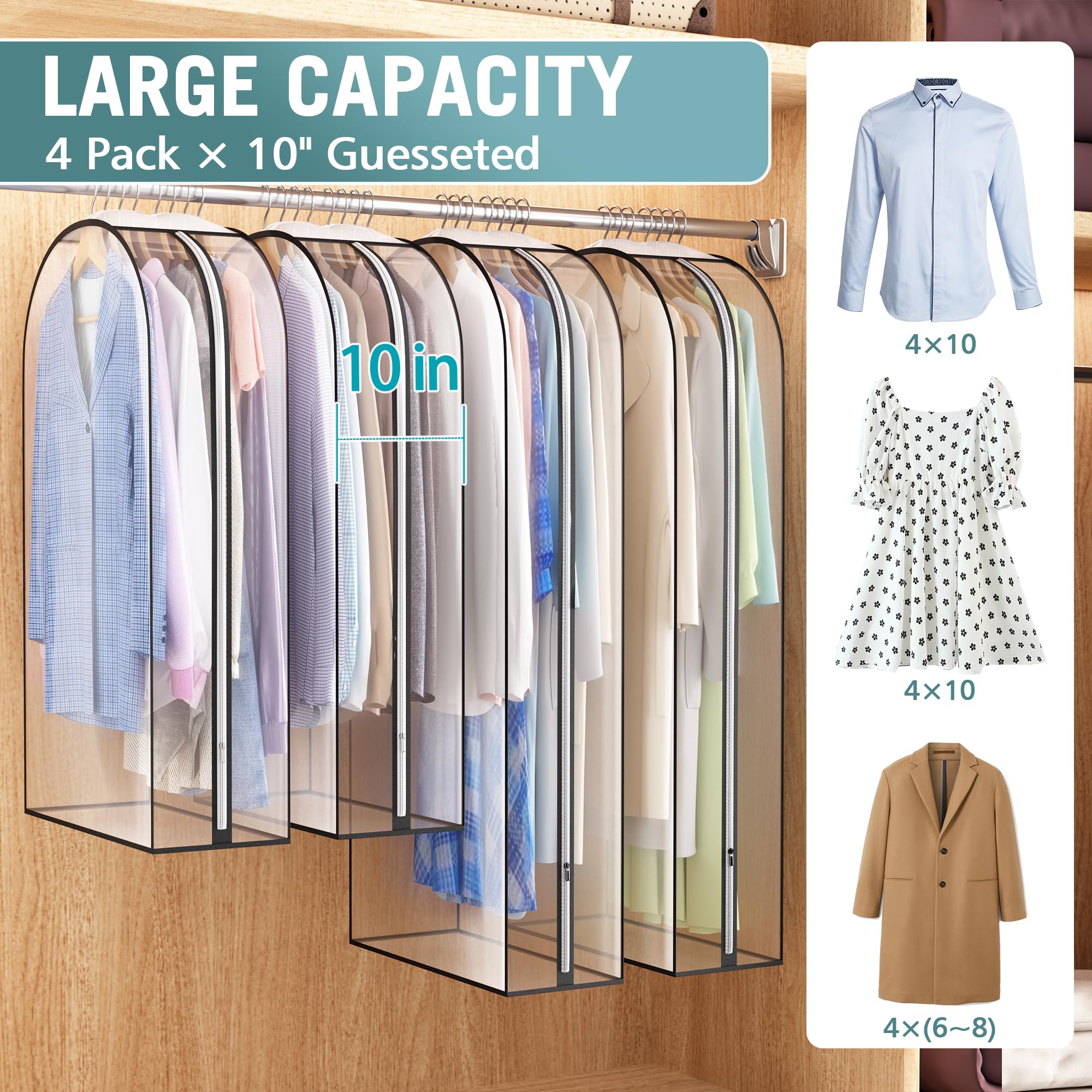 Liuoud 10-inch gusset bag adds extra space for coats and long garments.