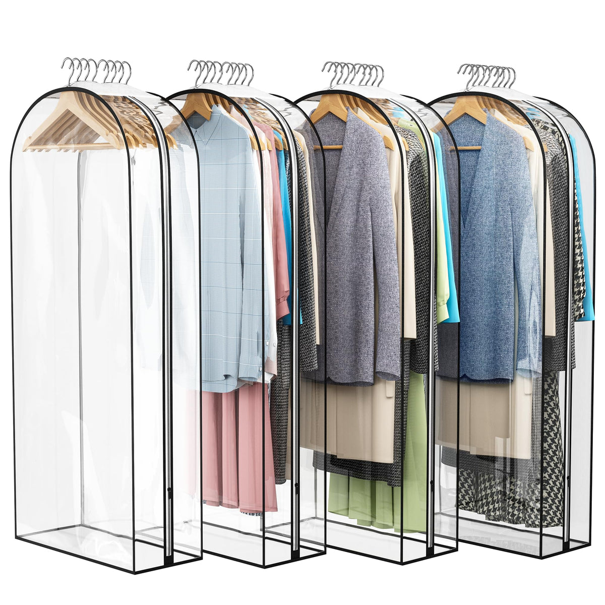 Liuoud clear garment bag 50inch-hanging-clothes keeps outfits visible and protected.