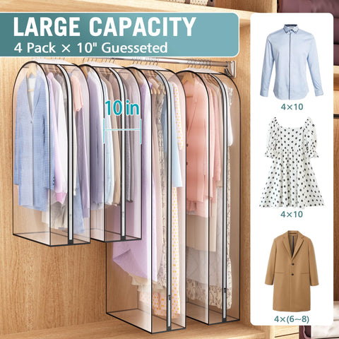 Liuoud clear garment bag 60-inch gusseted protects long garments neatly