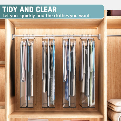 Liuoud clear garment bag protects contents from dust and hair in storage.