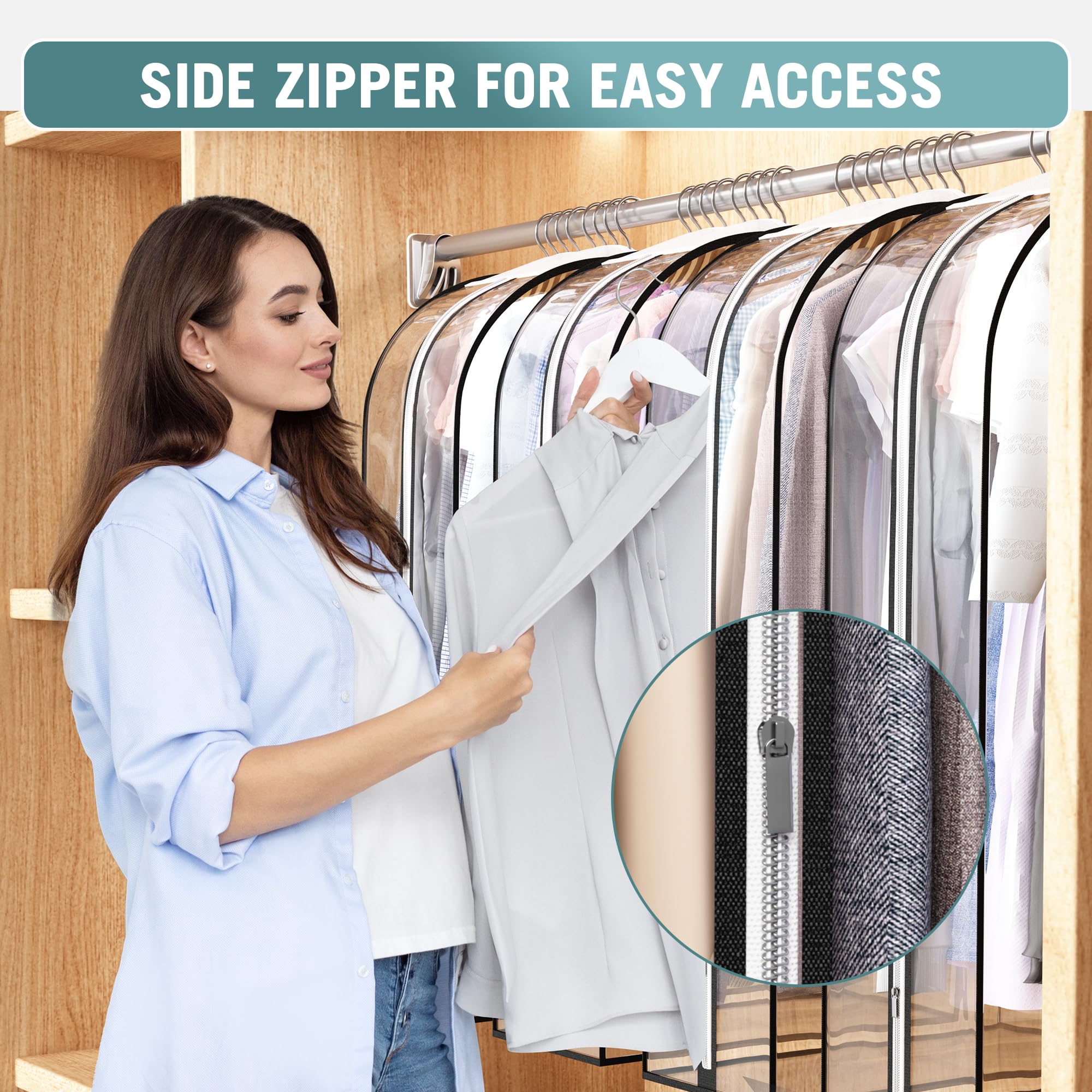 Liuoud bag with side zipper enables easy retrieval without unloading others.