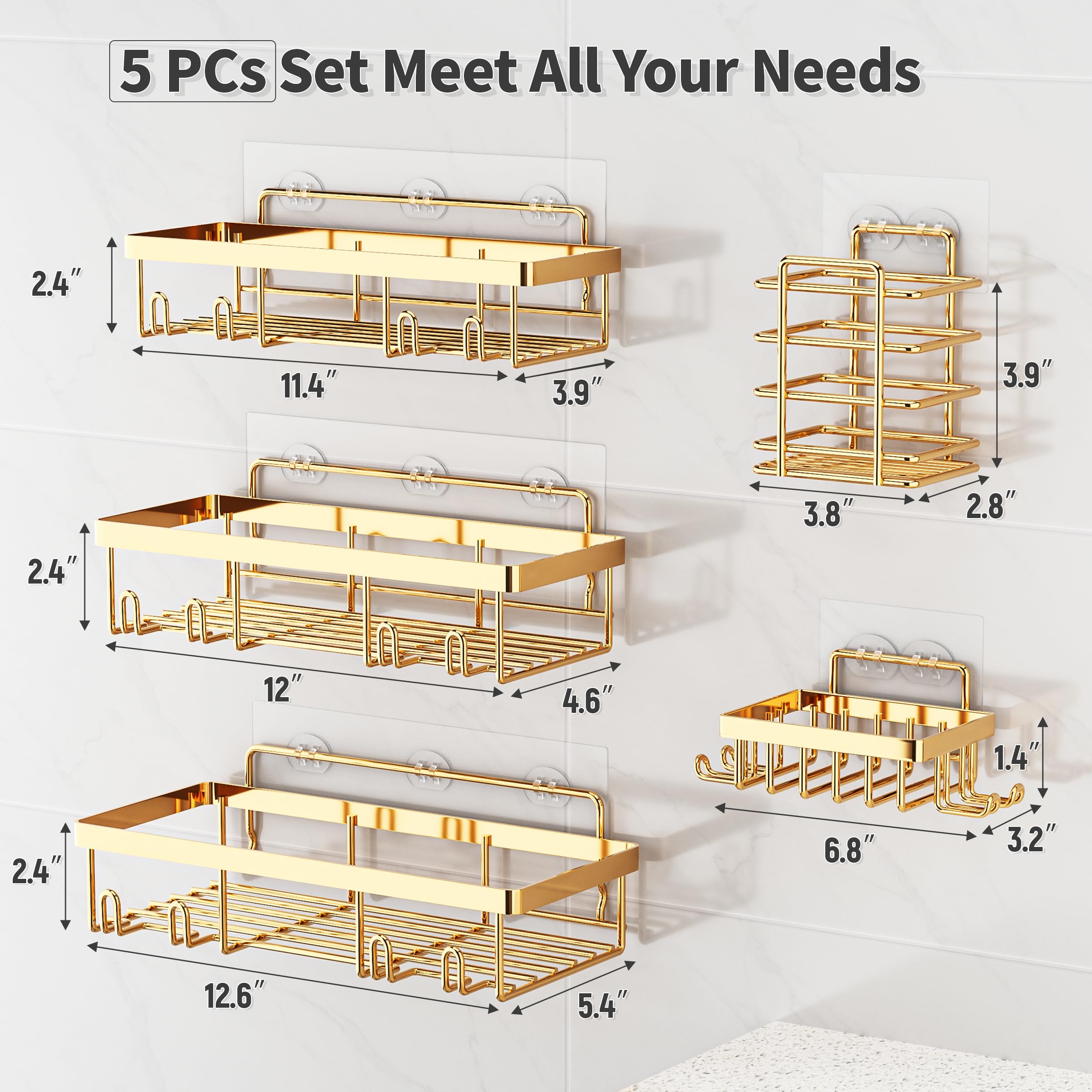 Liuoud gold bathroom organizer with safe rounded edges.