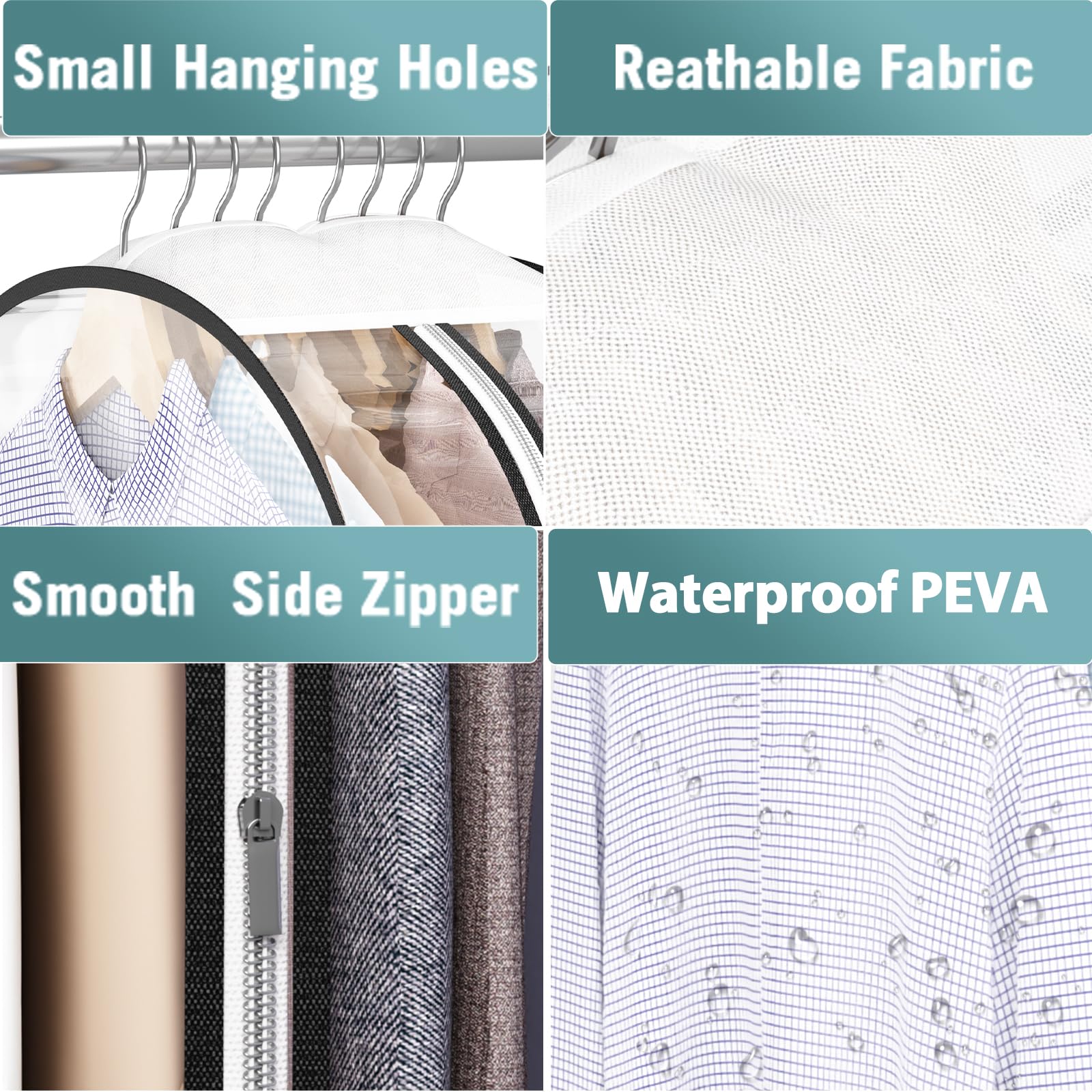 Liuoud garment bags protect clothing from dust and animal hair.