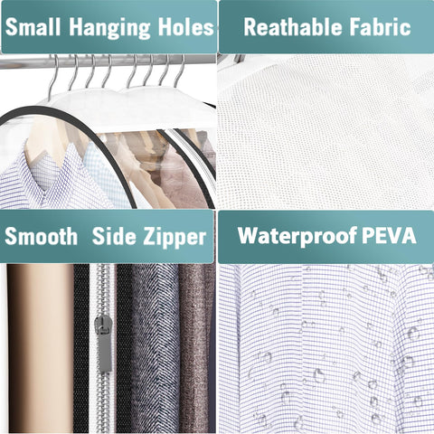 Liuoud garment bags protect clothing from dust and animal hair.