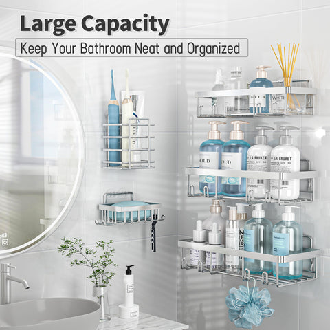 Liuoud soap holder in silver caddy offers easy soap access.
