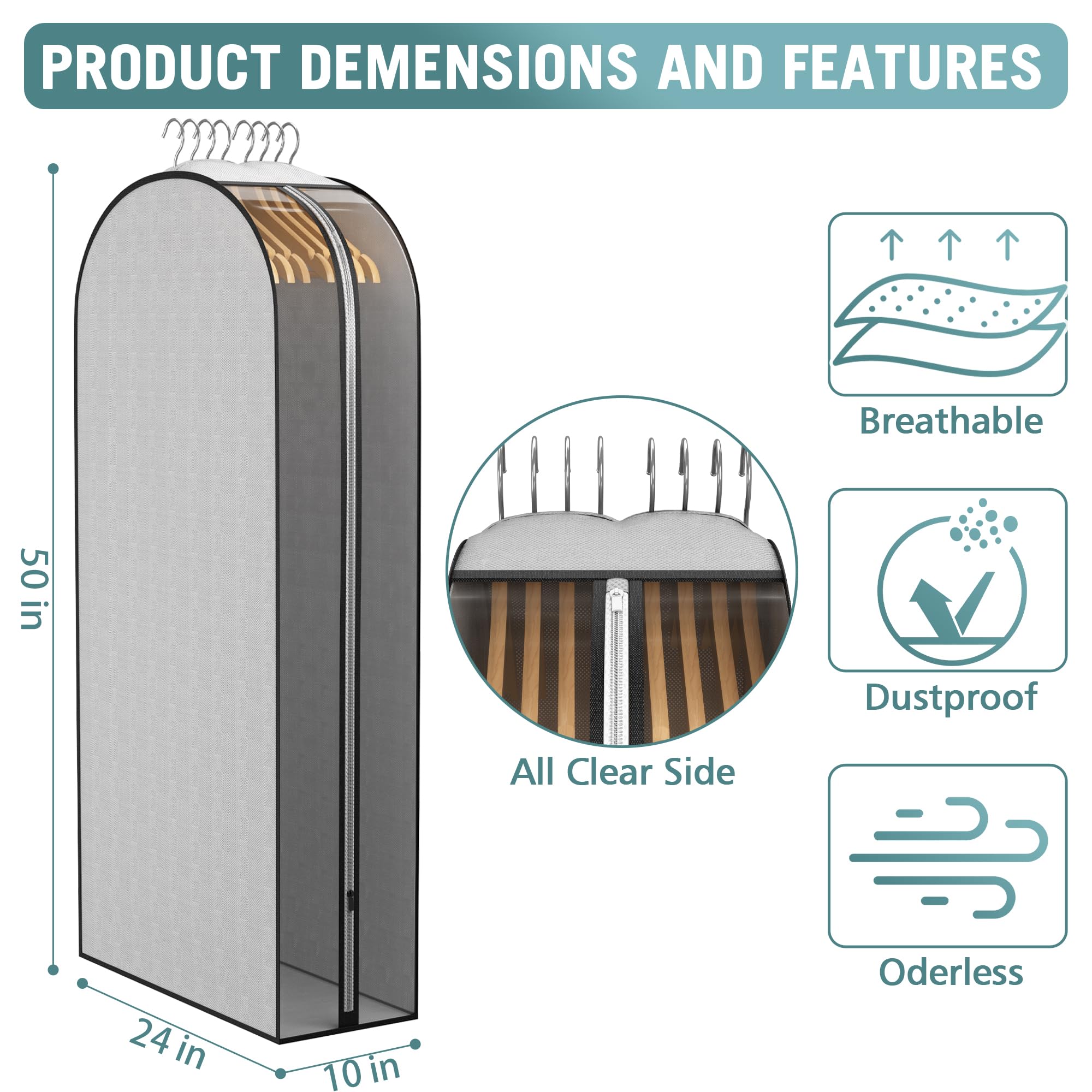 Liuoud smooth-side zipper bag enables easy access to garments.
