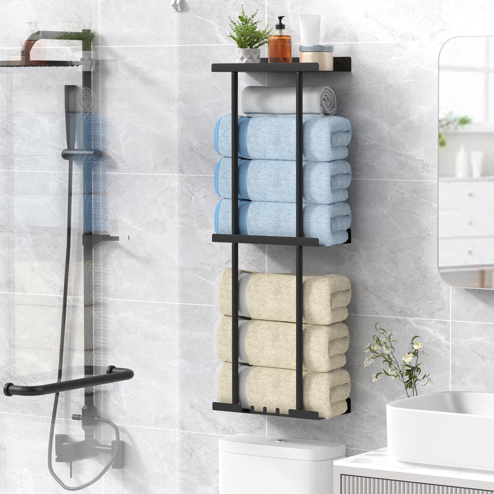 Liuoud towel rack mounted in a dorm or RV environment for compact storage