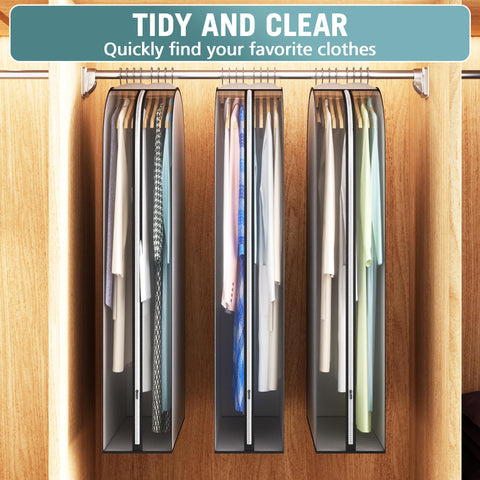 Liuoud transparent panel helps locate outfits quickly in the closet.