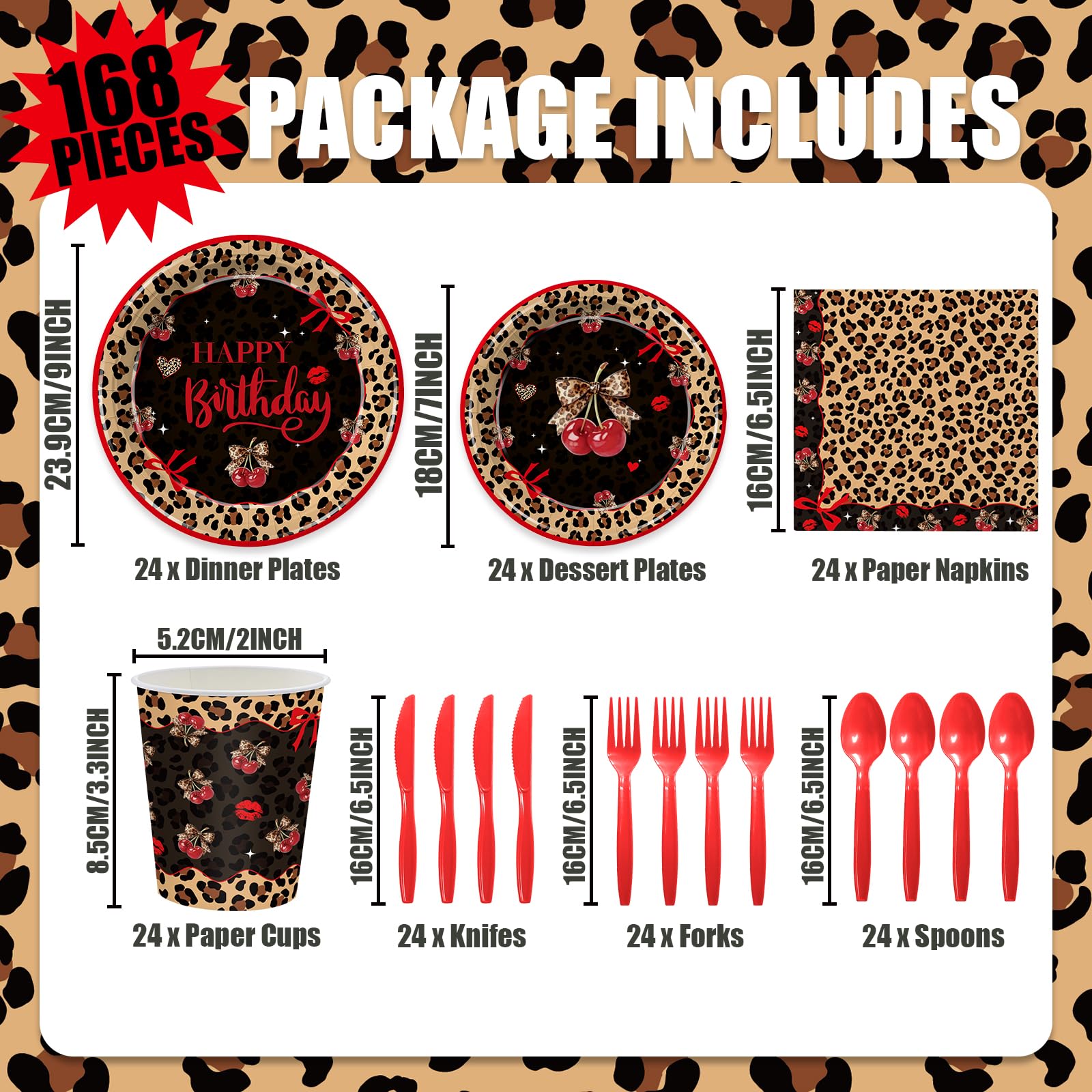Liushugu red cheetah plates 7-inch ideal for snacks and treats