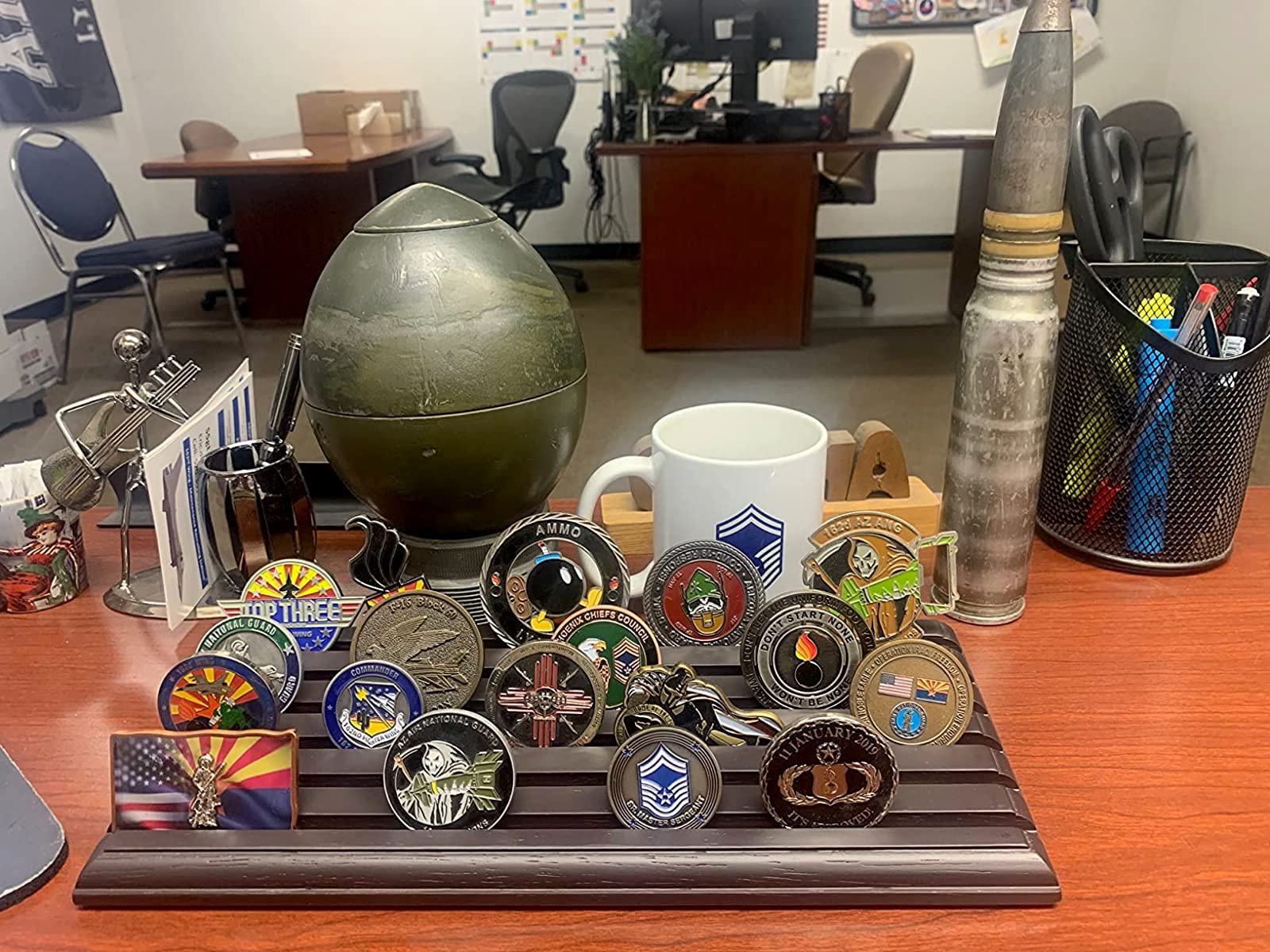 LIUYALO coins and collectibles arranged on stand for home display