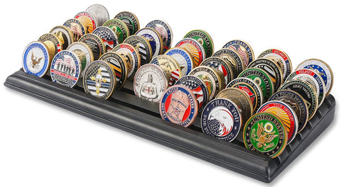 LIUYALO military challenge coin display stand front view for organized collection