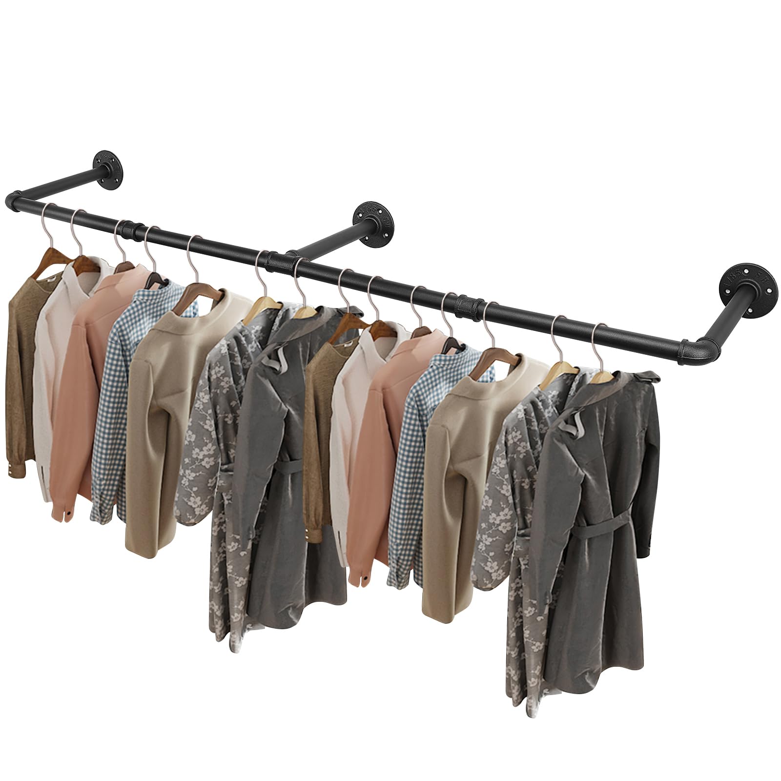 Livabber industrial pipe rack wall mounted in matte black saves space and adds vintage charm