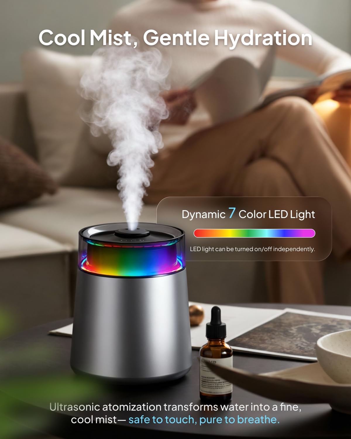 Livatro 7L offers three mist levels for customizable humidity.