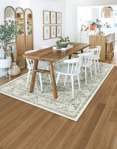 LIVEBOX vintage tribal pattern rug in sage adds tranquil boho flair.