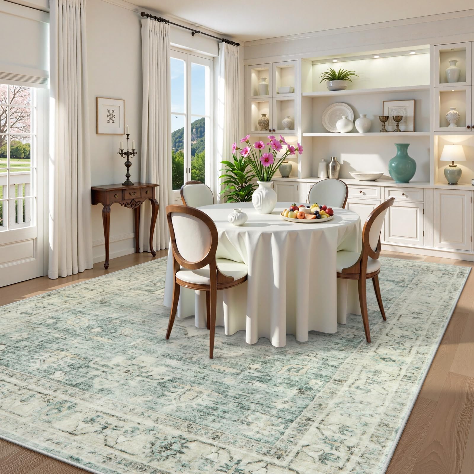 LIVEBOX washable rug 8x10 sage green simplifies cleanup and daily living