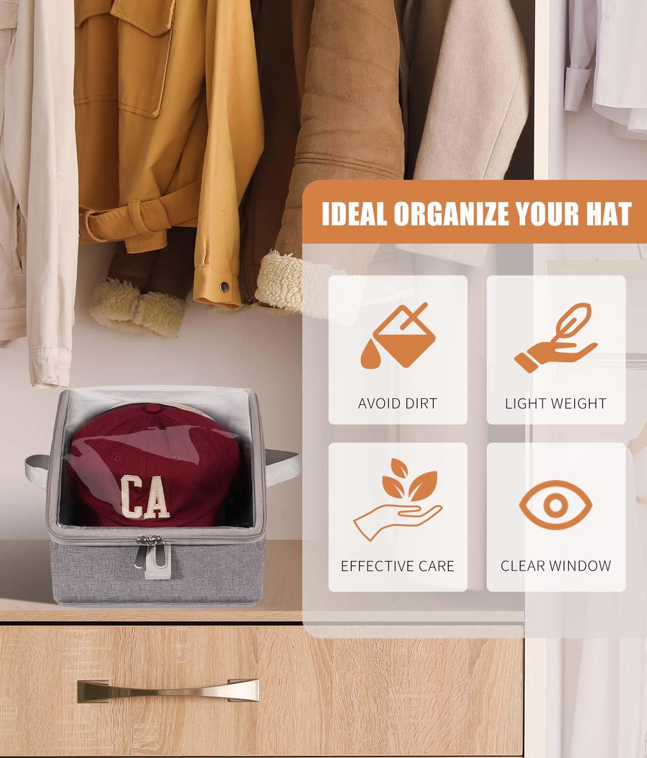 Livelab baseball cap boxes protect hats from dust and moisture.