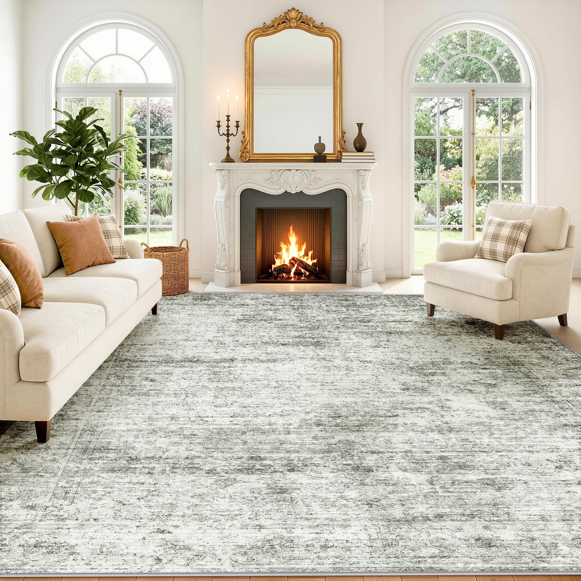 LIVELYGLOW 8x10 washable rug close-up texture for cozy, durable living spaces