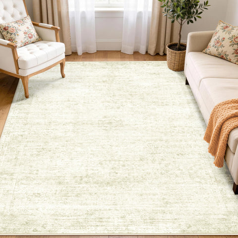 LIVELYGLOW beige living room rug adds timeless warmth and boho-inspired charm.