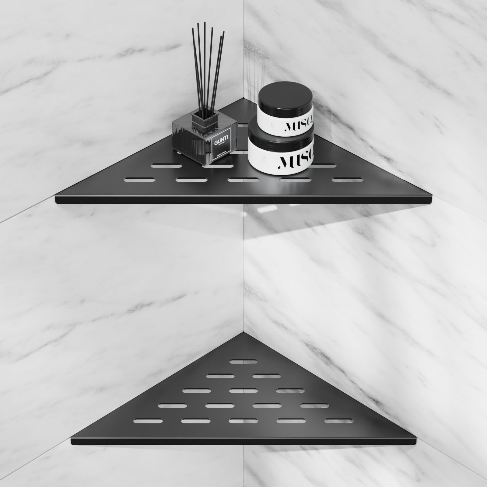 Lives corner shower shelves 2-pack front view for space-saving bathroom organization.
