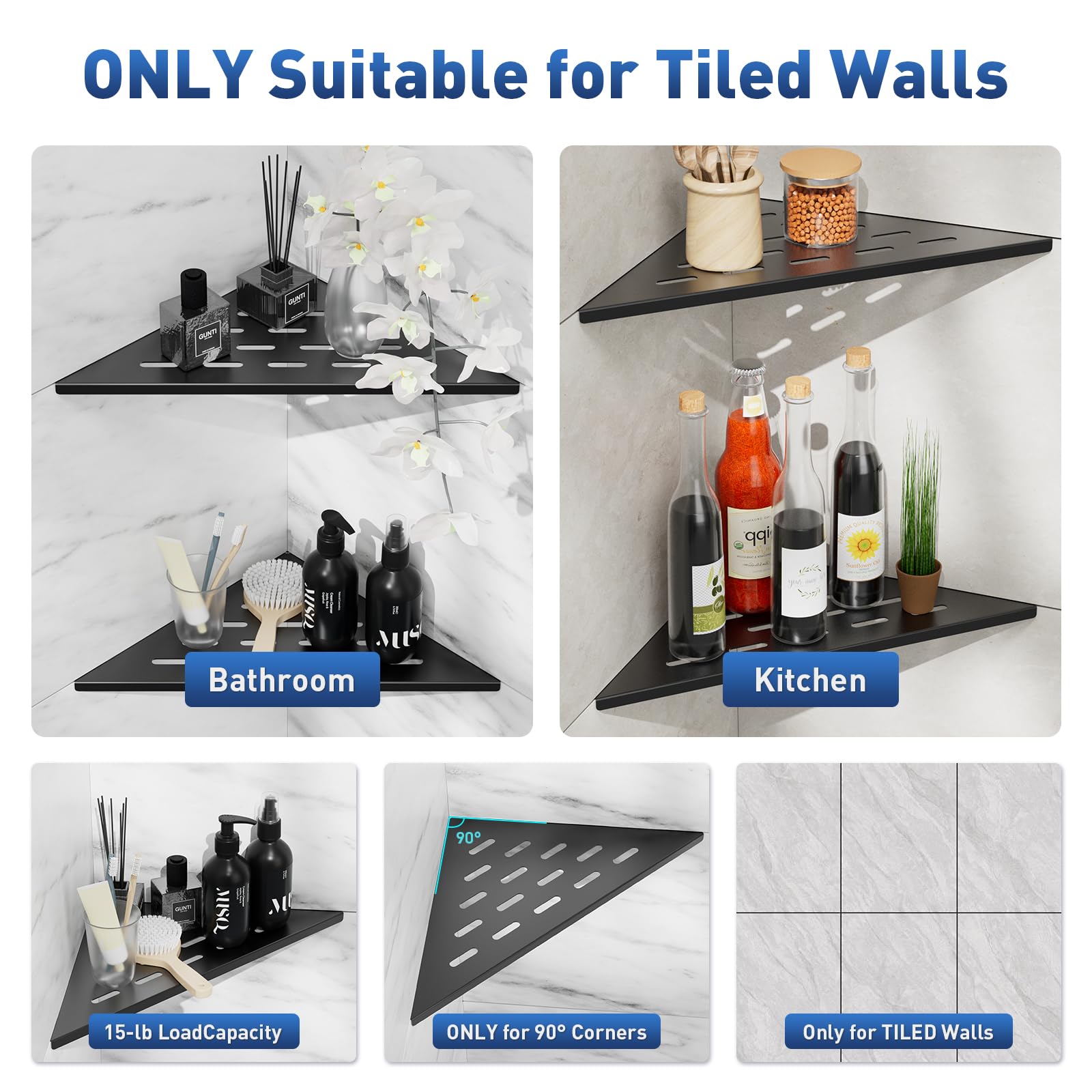 Lives corner shelves 2-pack ultra-slim profile for minimalist bathroom organization.