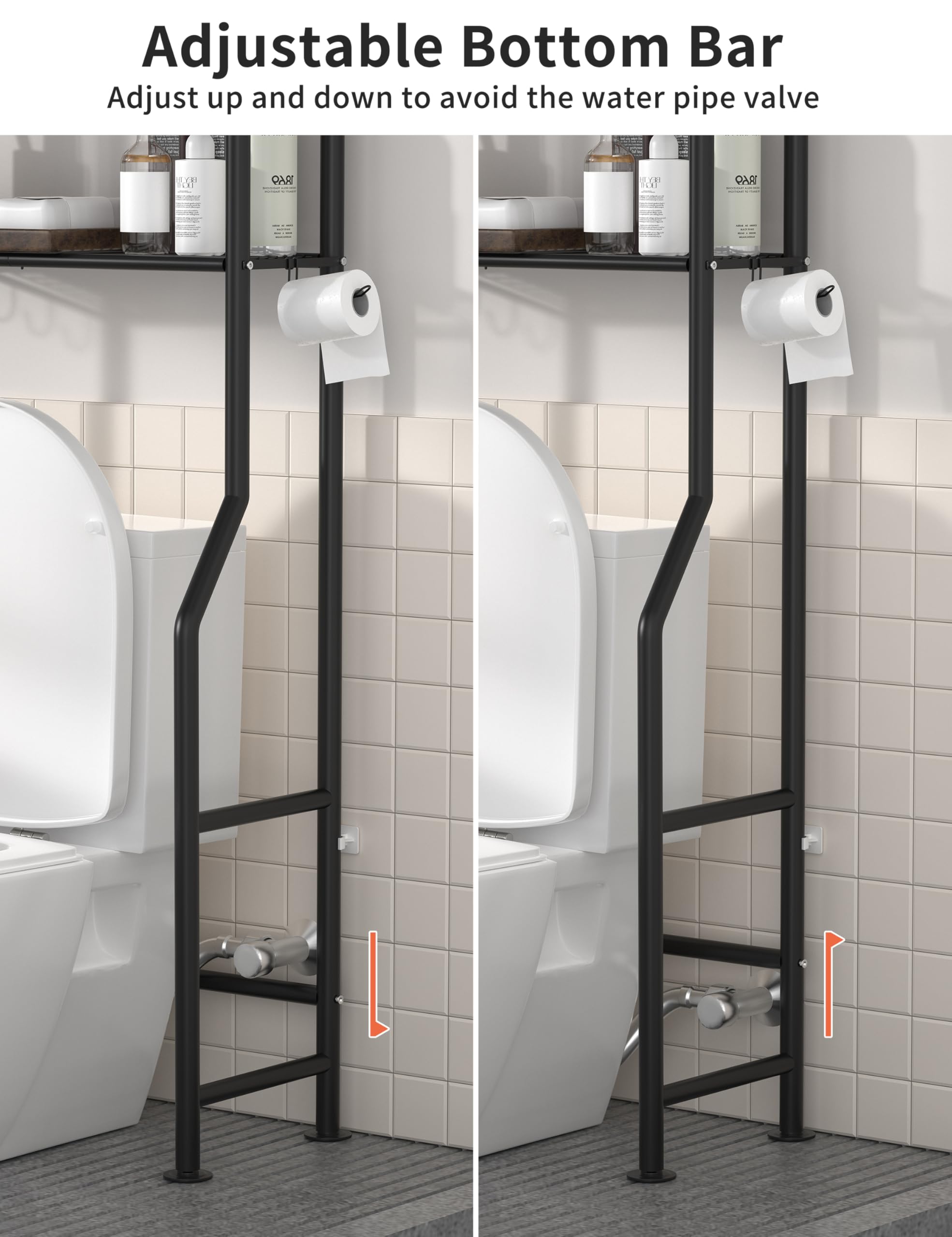 Livilord 3-tier toilet shelf anti-tip keeps items steady on display.