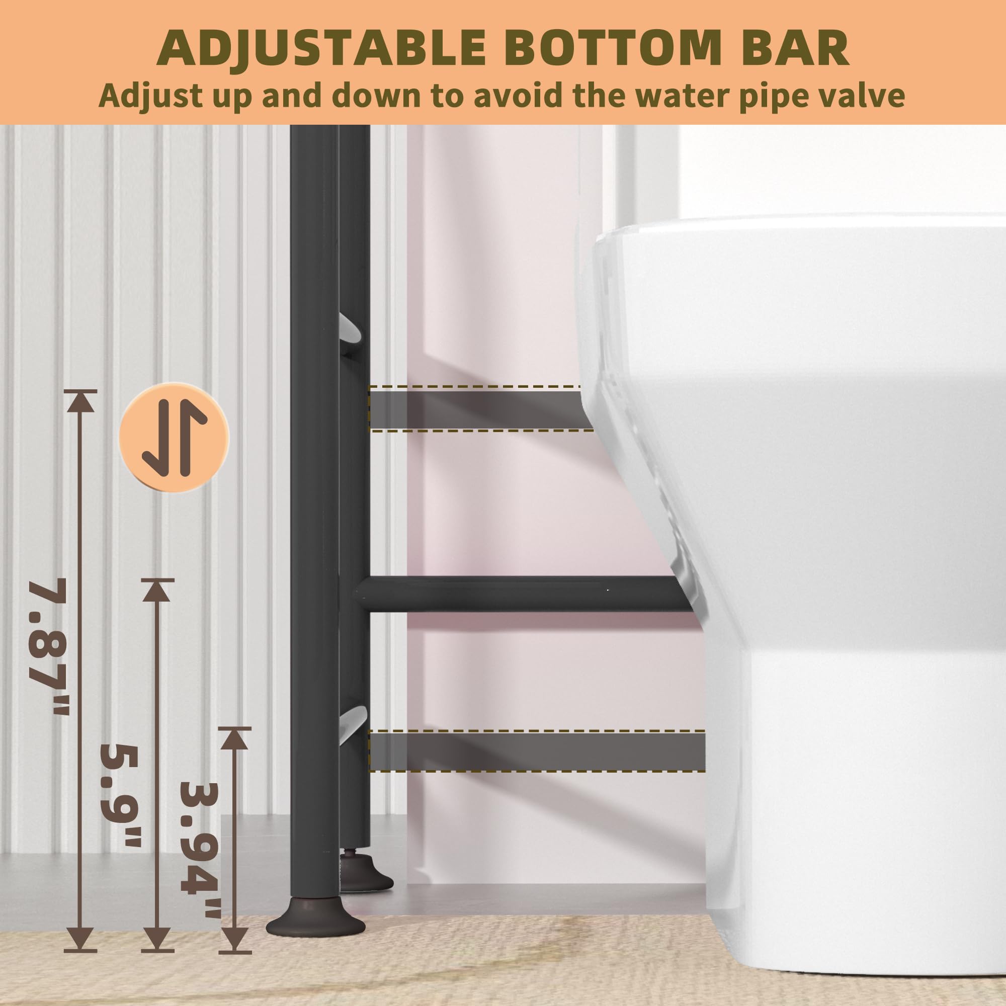 Livilord anti-wobble trapezoid frame ensures stable bathroom storage.