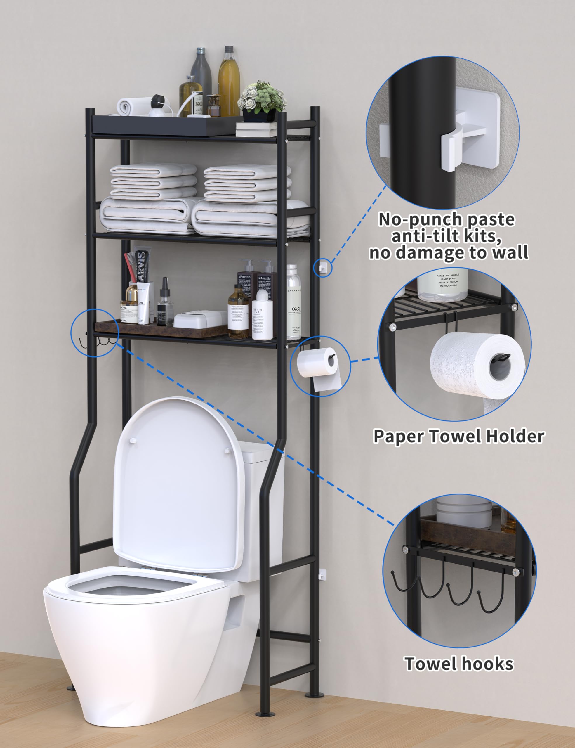Livilord bathroom stand with hooks provides versatile towel storage solution.