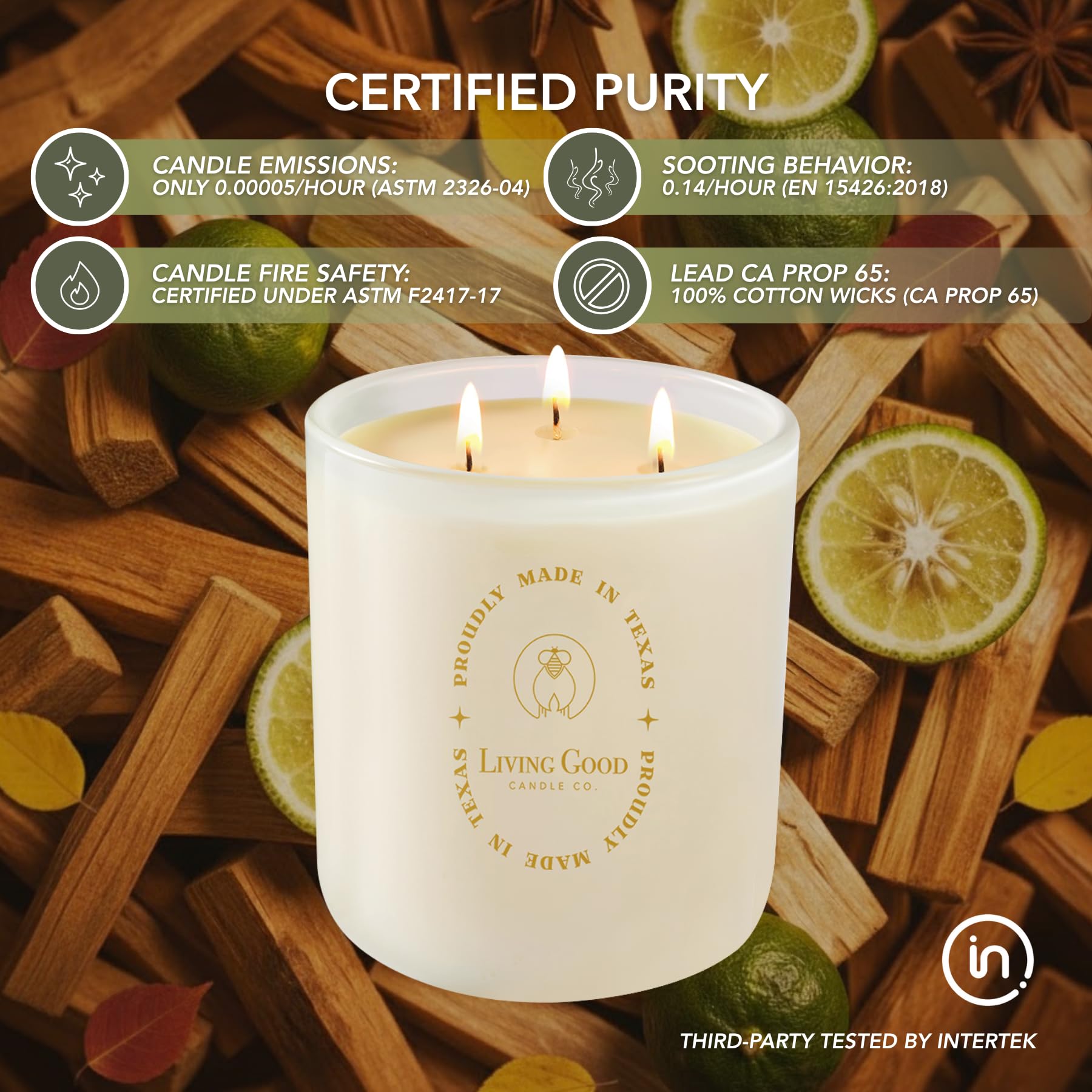 Living Good Candle Co green packaging gift box highlighting eco-friendly presentation.