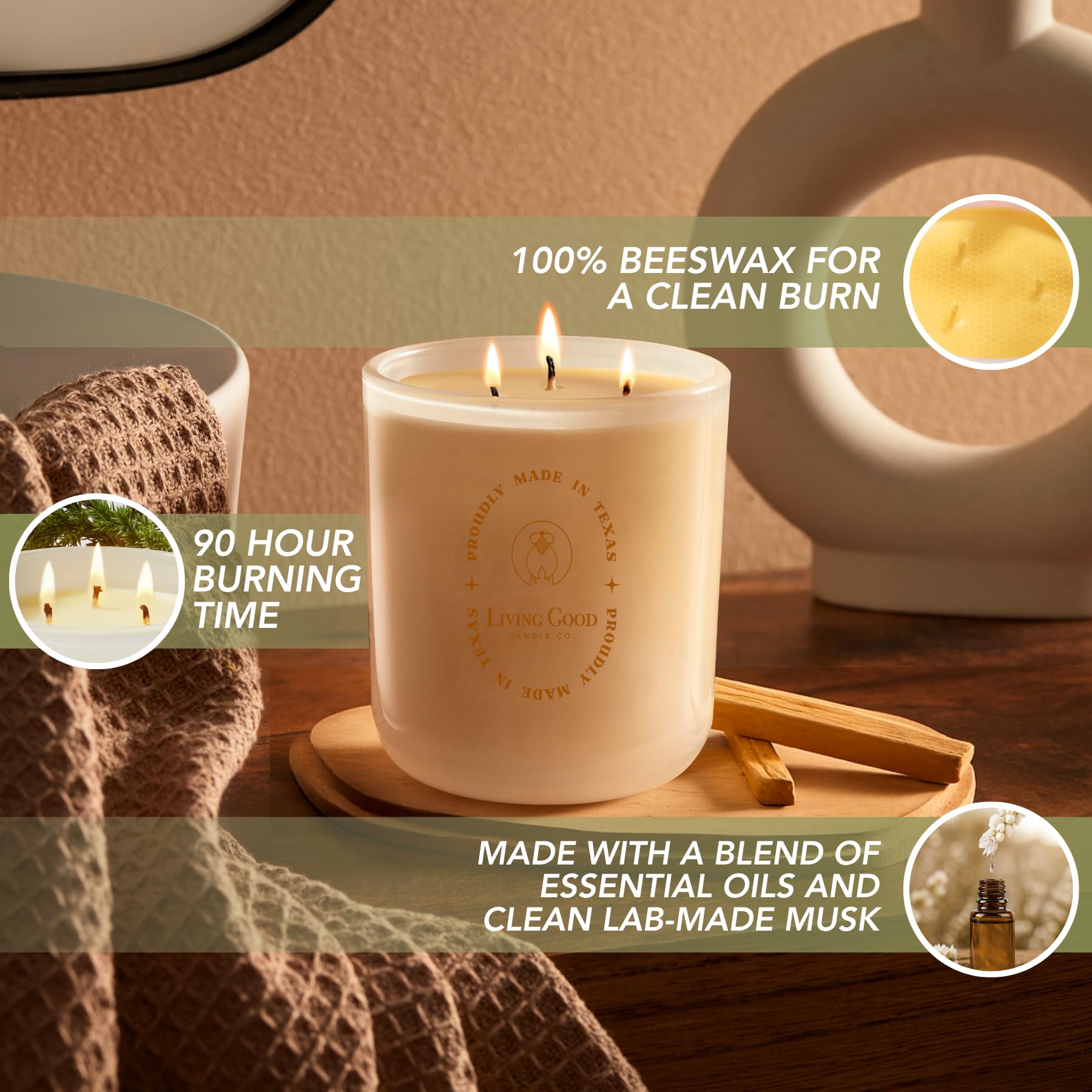 Living Good Candle Co reusable jar invites easy refills with Eco Kit.