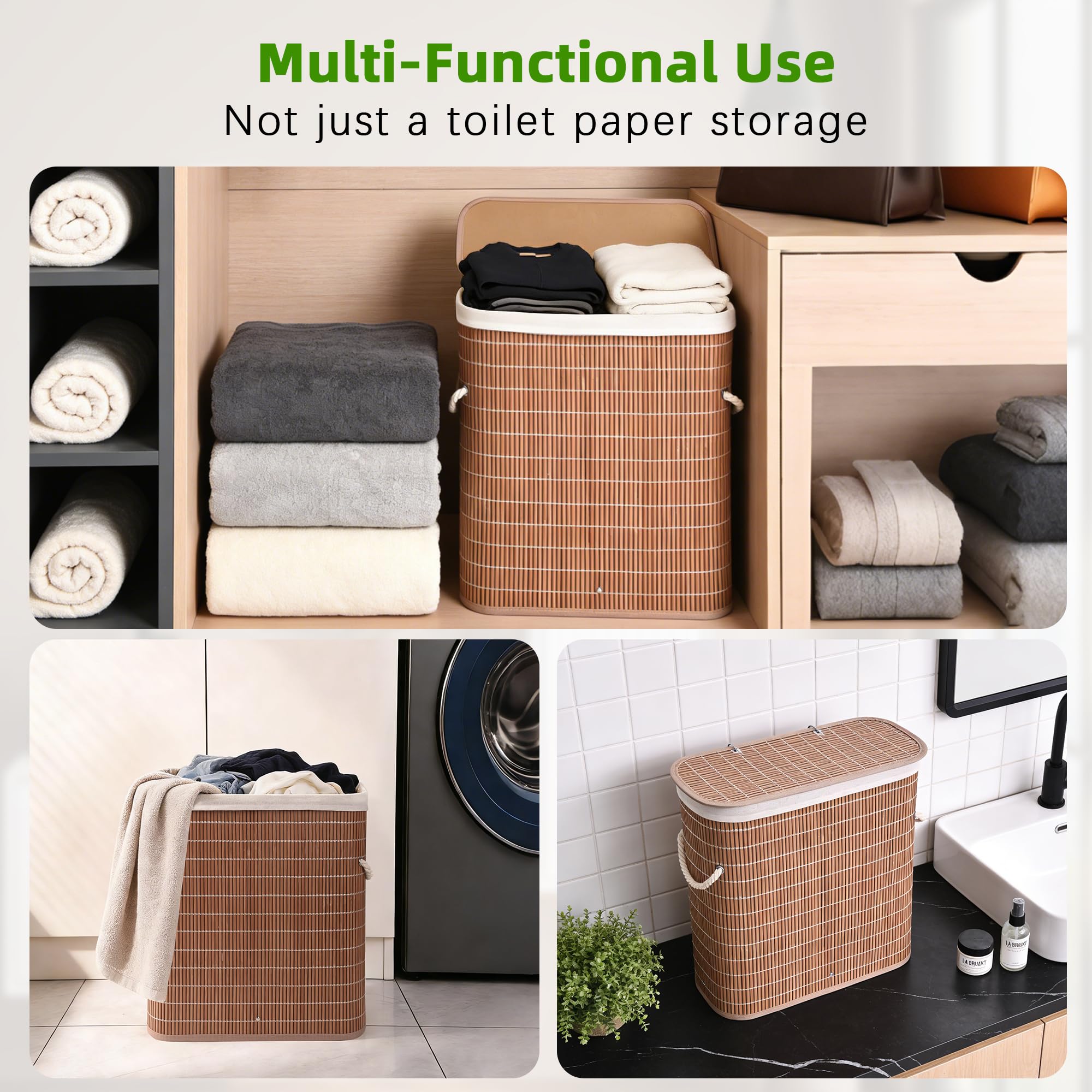 Livole bathroom storage with lid keeps paper dry and fresh.