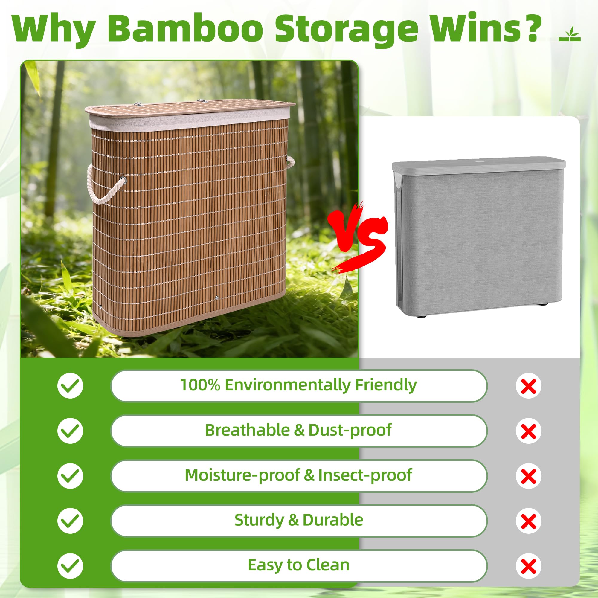 Livole bamboo toilet paper storage features reinforced handles for easy relocation.