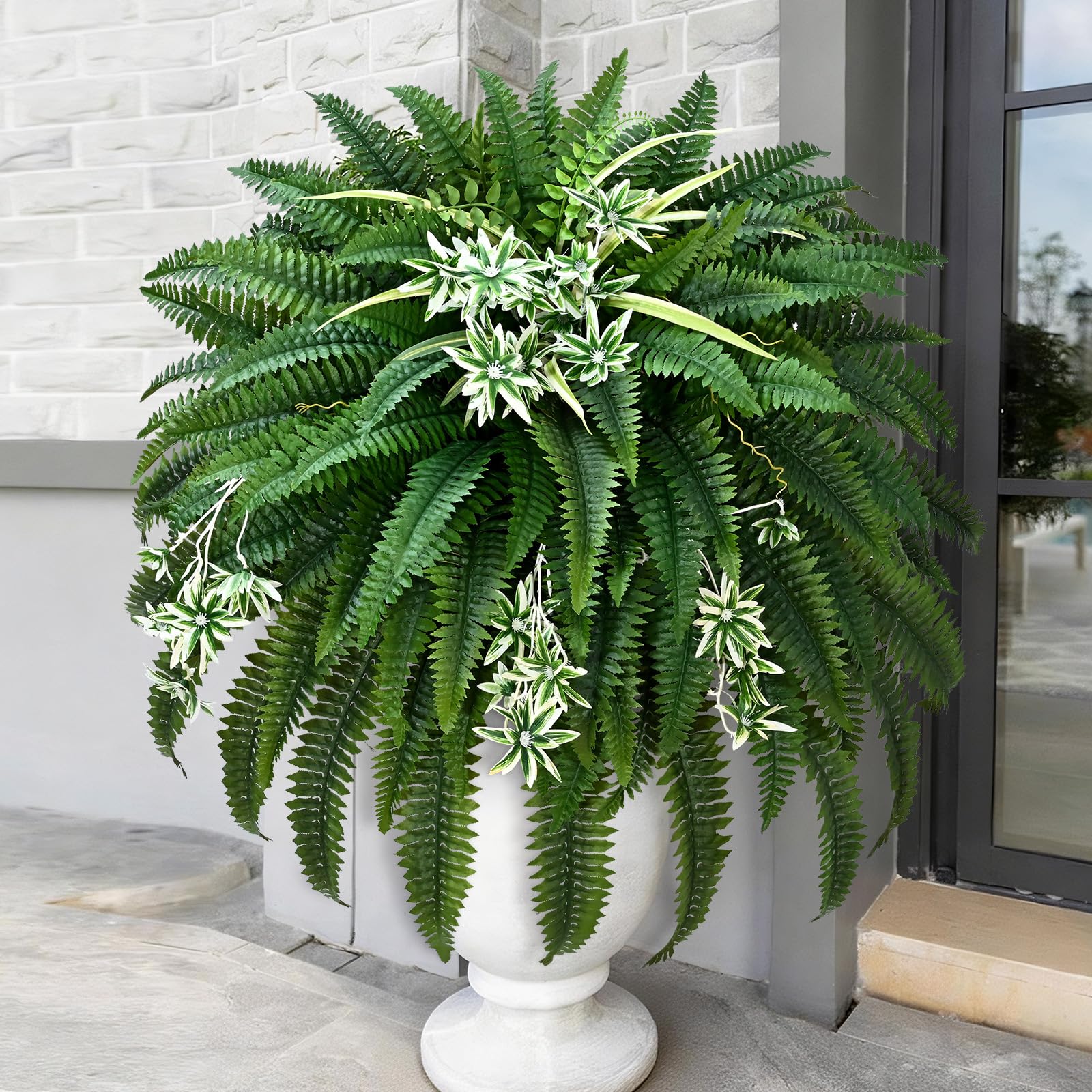 Livole indoor-outdoor faux fern arrangement suitable for versatile spaces