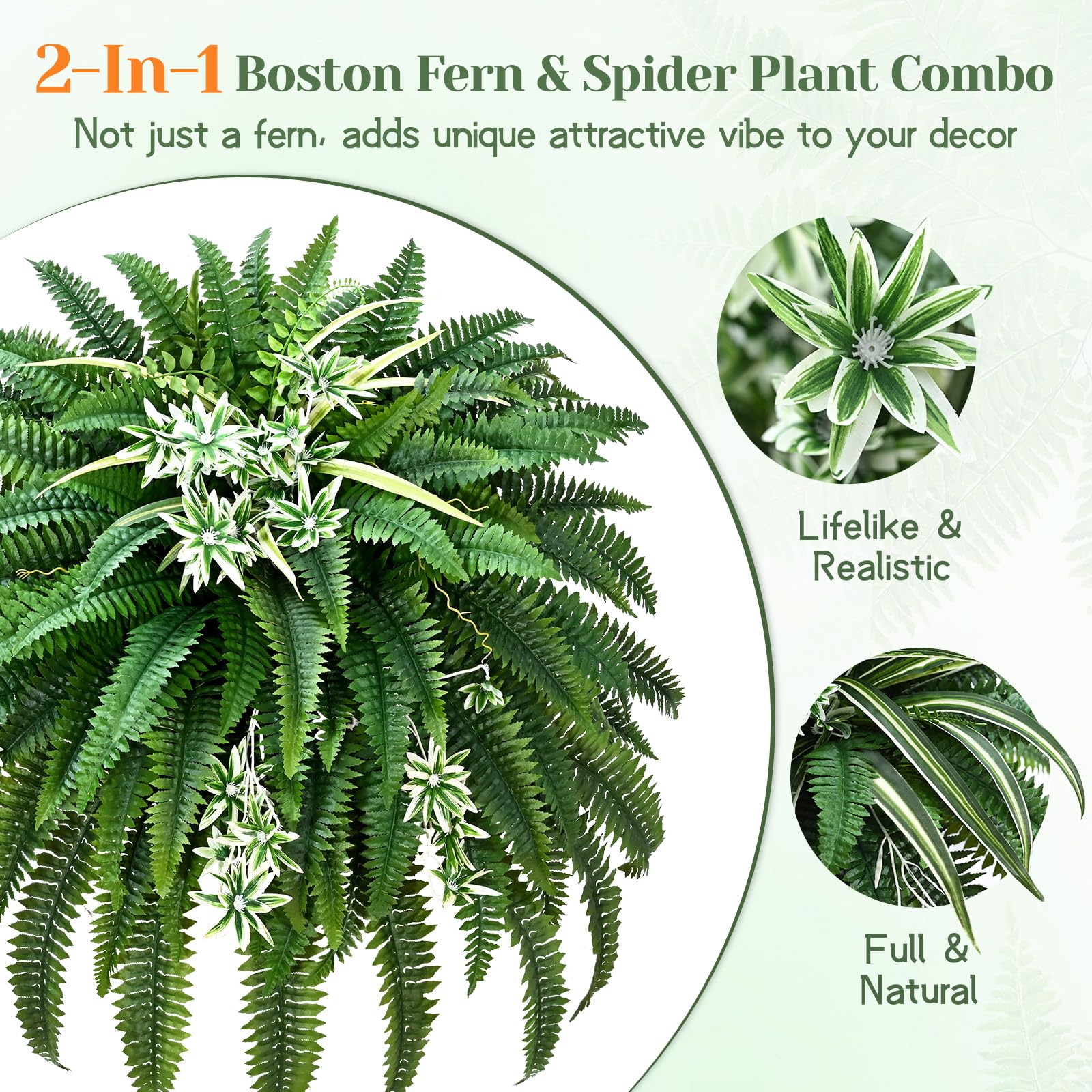 Livole outdoor ferns with 118 branches creating lush, full look in a planter