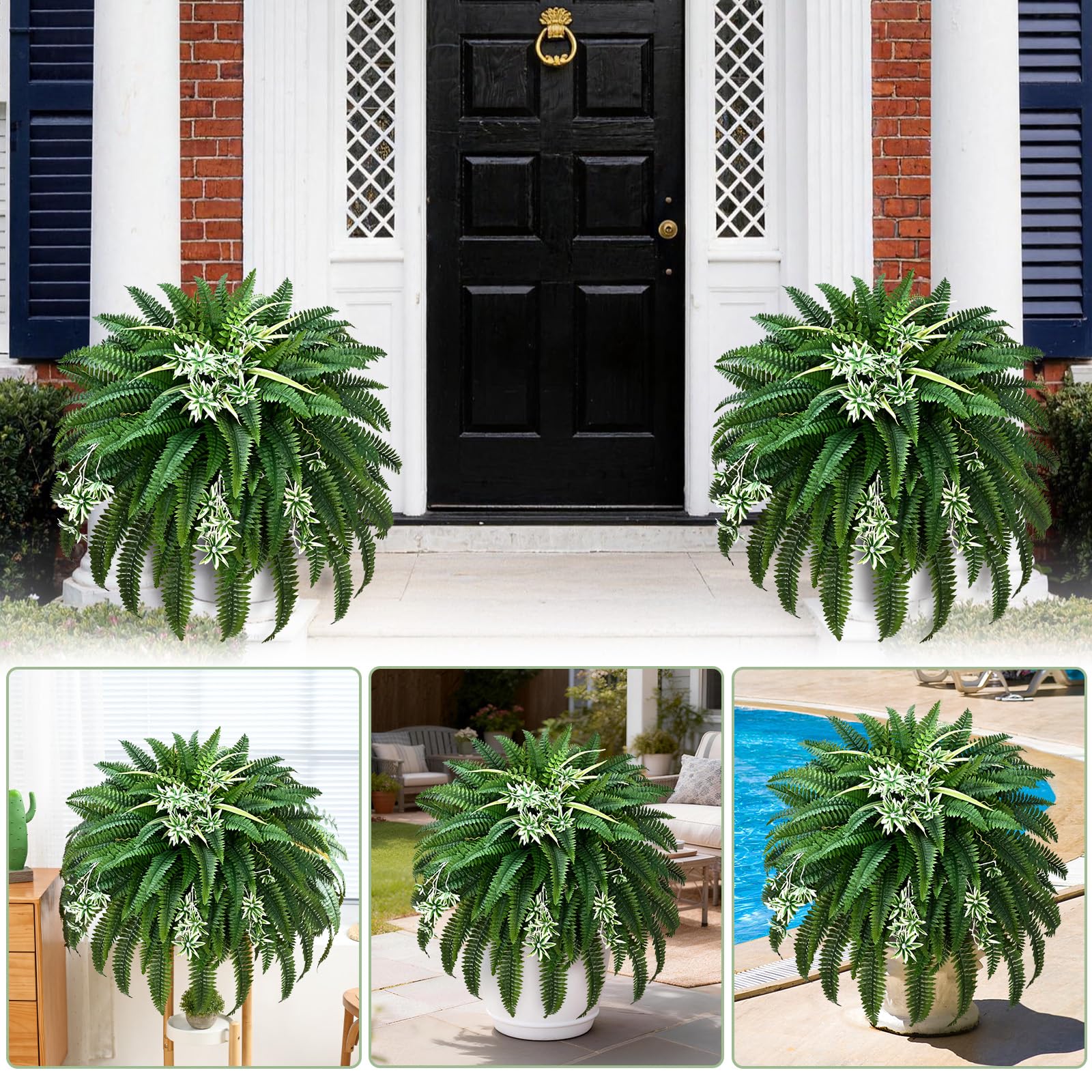 Livole porch garden with faux ferns adding lively green vitality
