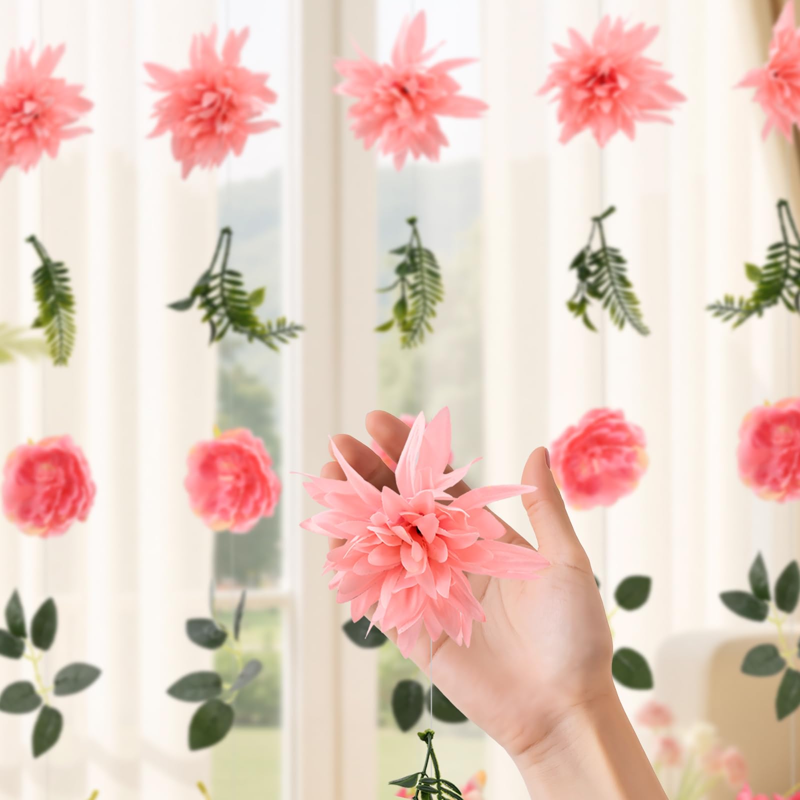 Livole realistic floral details feature peonies and hydrangeas for lifelike garden vibes.