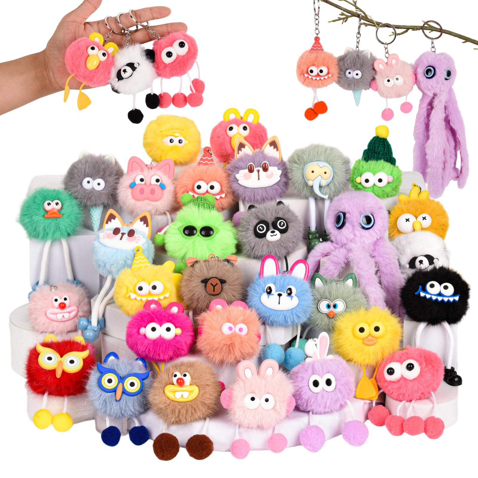 LiYiQ plush keychains in 30 styles with soft textures for bags
