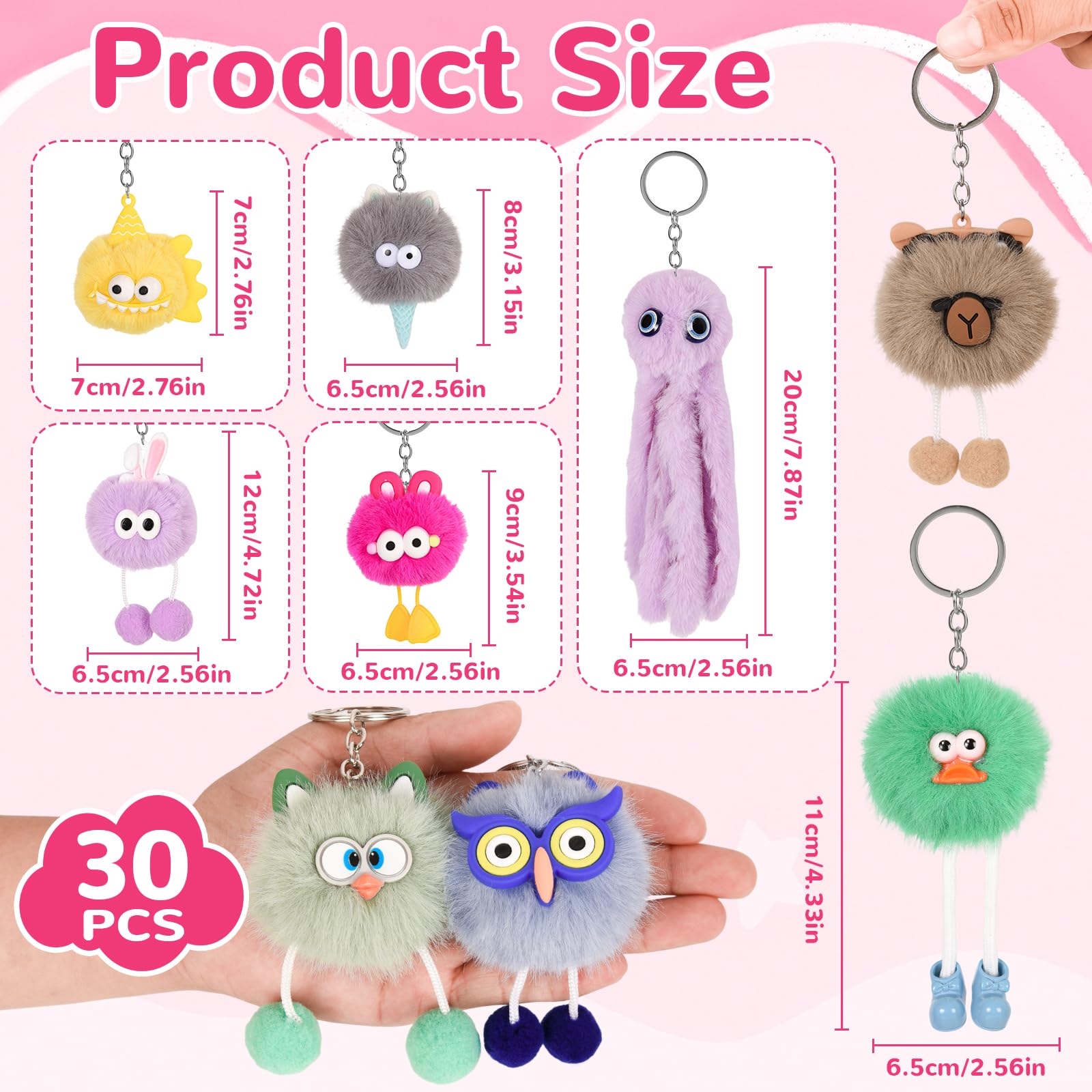 LiYiQ plush keychains made from hypoallergenic, safe material