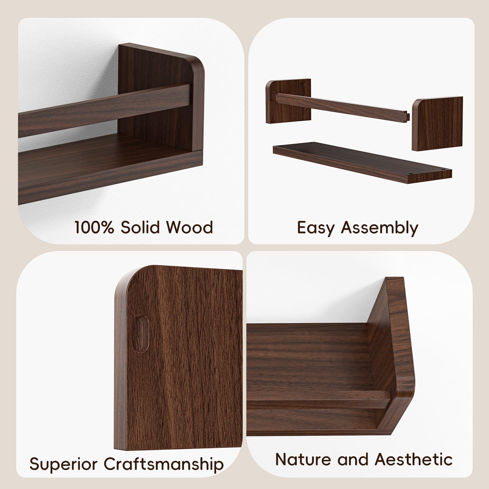 Lizgaho wood texture shelves in natural walnut hue enhancing modern decor