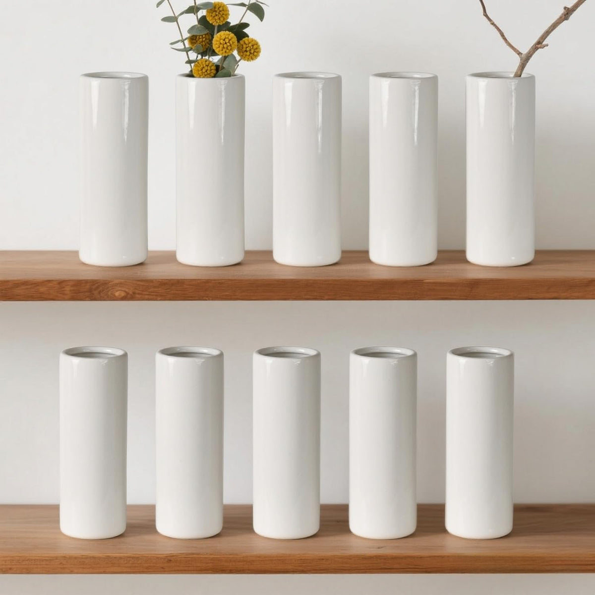 LIZOFER 10-pack white ceramic vases set, ideal for cohesive home decor.