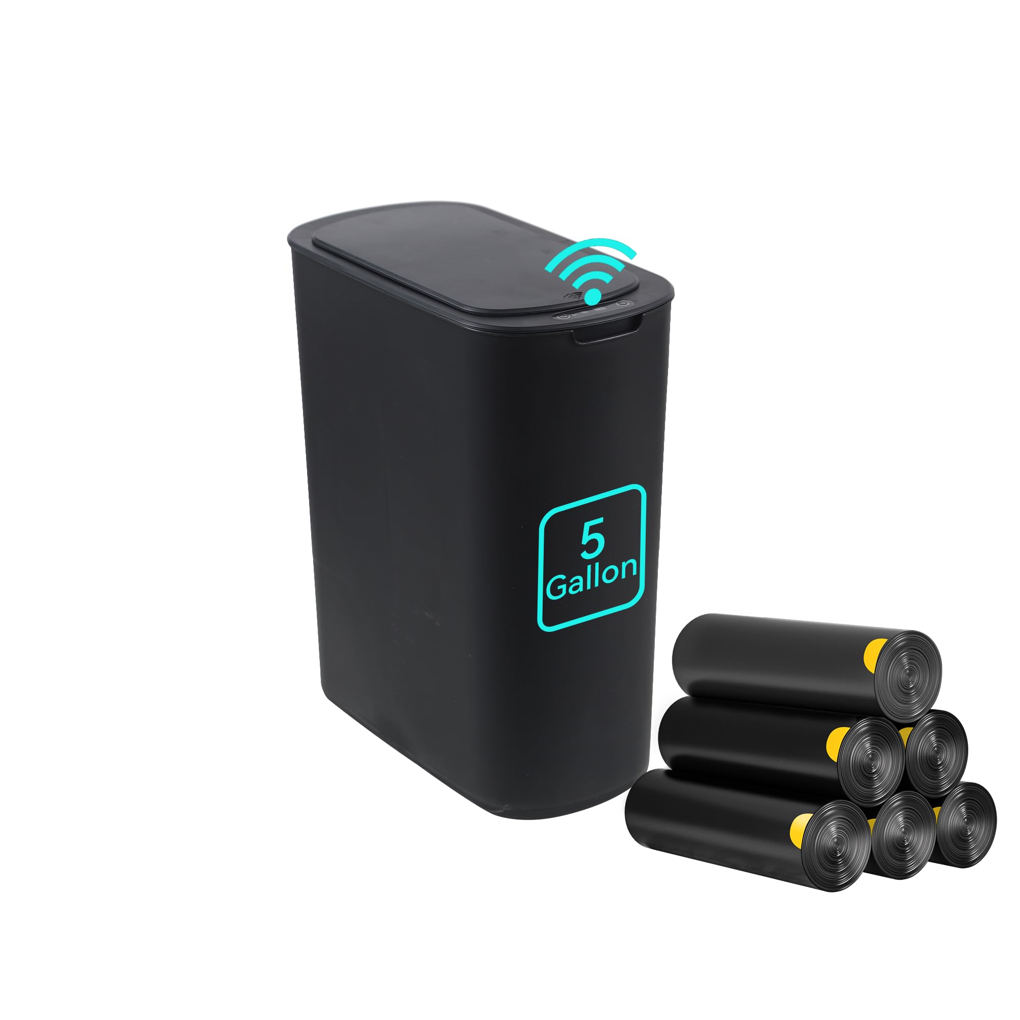 LJIACLEA 5 gallon motion sensor trash can front view for hands-free disposal.