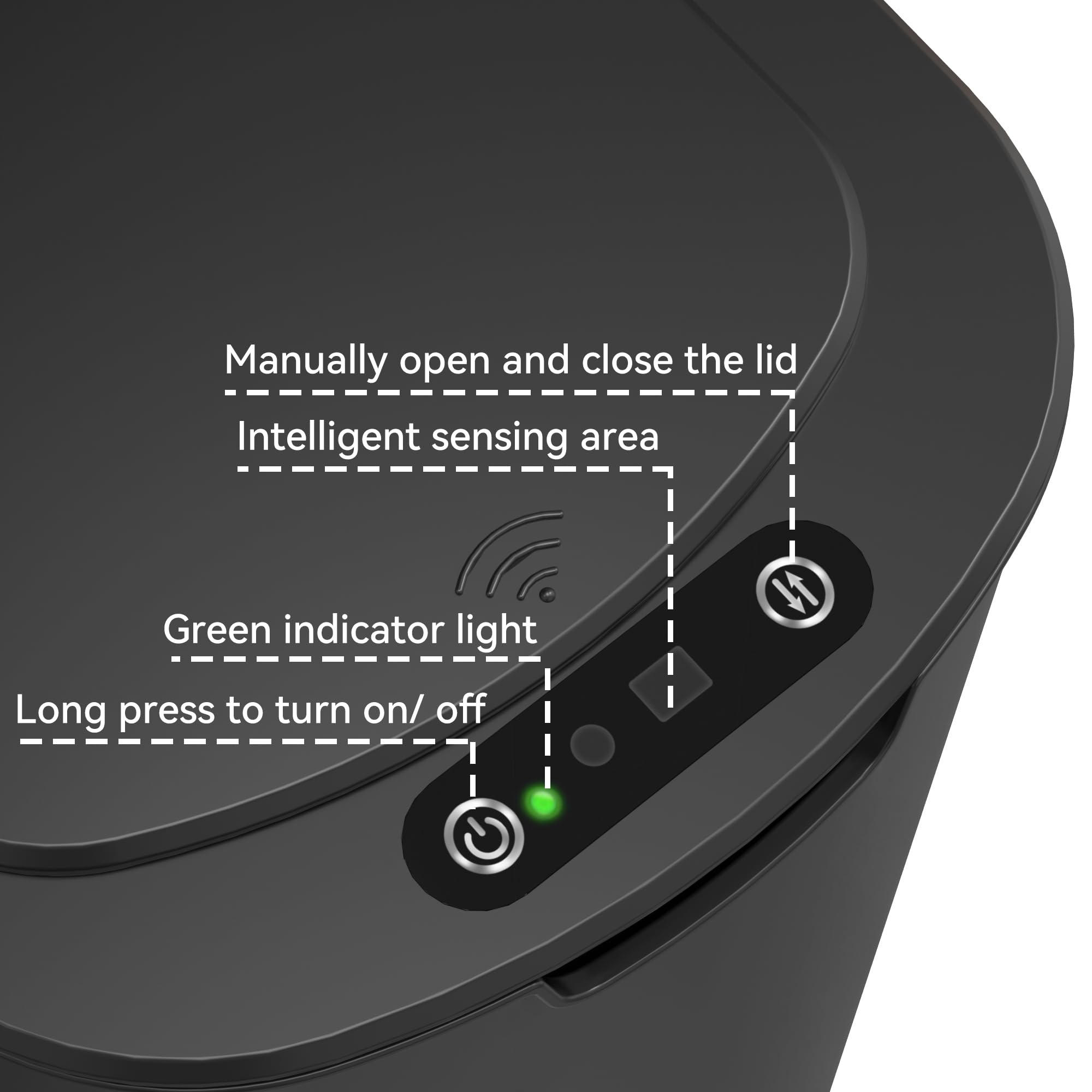 LJIACLEA bathroom trash bin with lid demonstrates odor containment.