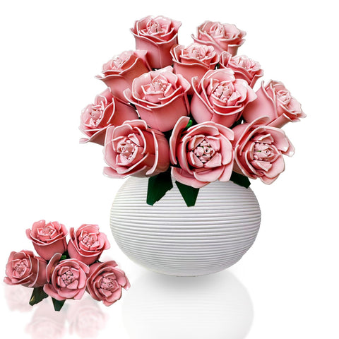 LJYttdm 360+ rose-building bouquet with 12 pink roses for elegant home display