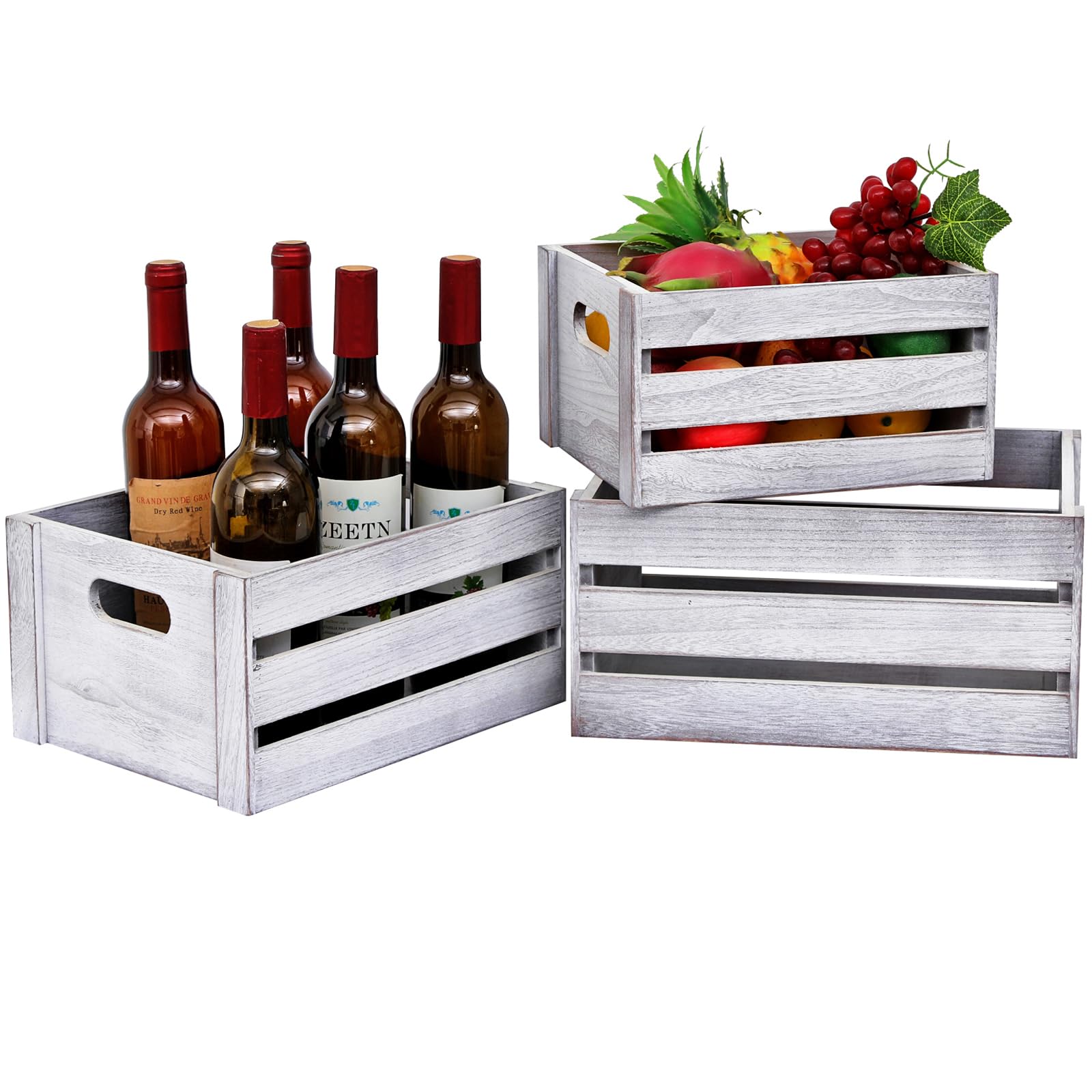 LKMANY storage crates small with rustic finish for compact desk organization