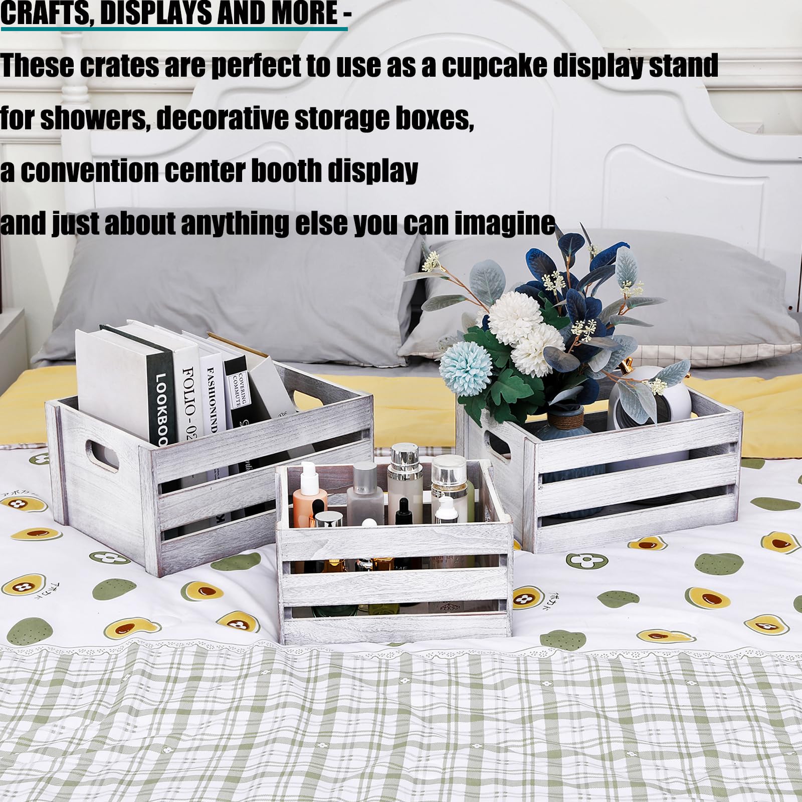 LKMANY storage crates rustic wedding display for desserts and cards